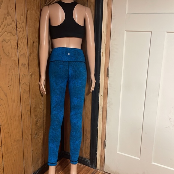 Lululemon" Wunder Under Pant III Luon Spray Jacquard shocking Blue Black - Picture 9 of 15